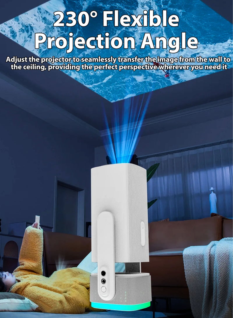 Toshonics Rechargeable 5000 Lumens HD Smart Mini Projector with 150-Inch Display, 4K Home Theater, 230° Rotating Screen, and Built-In Battery for Movies, Gaming, and Presentations - Image 3