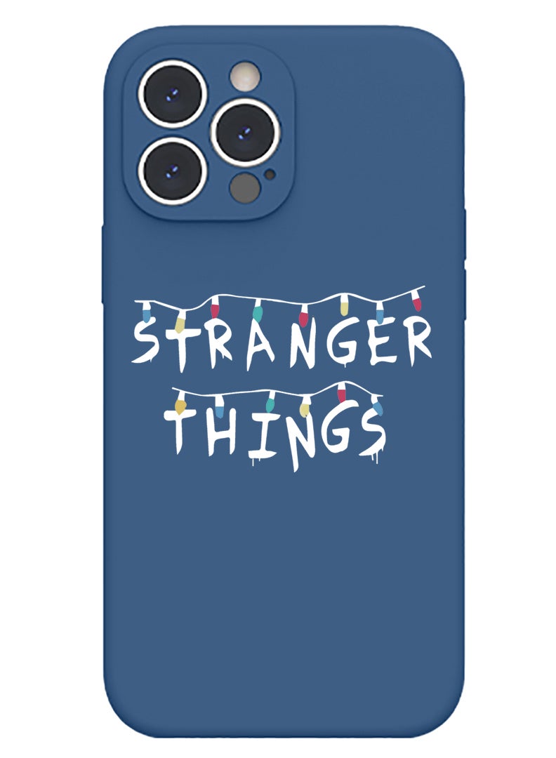 Theodor Protective Slim Fit Case Liquid Silicone Cover with Full Body Protection Anti-Scratch Shockproof Case For iPhone 15 Pro Max Blue  - Stranger things - Image 1