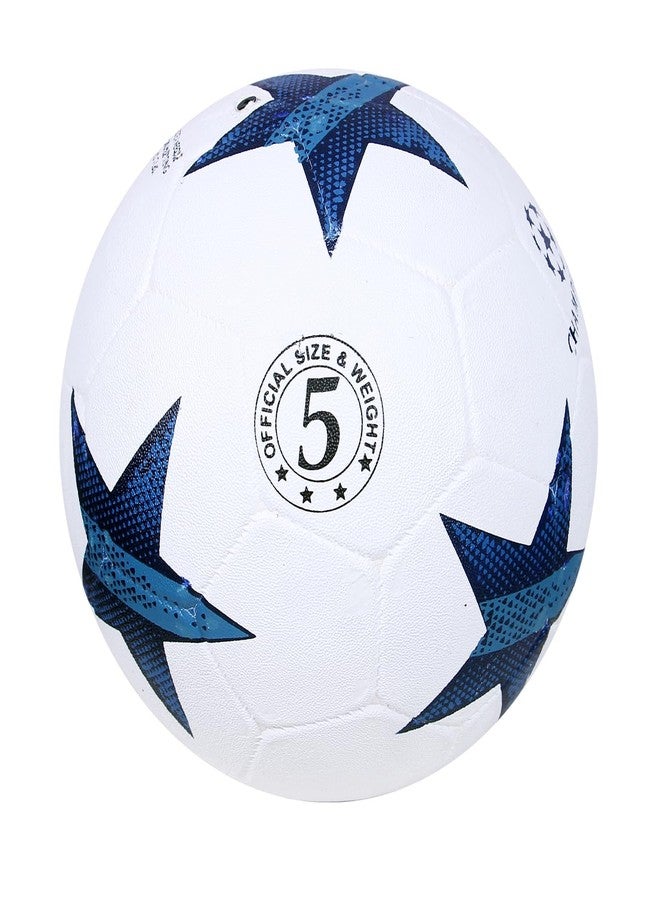 RASCO Champions League Official Size 5 Football, White and Blue Star Design - Image 3