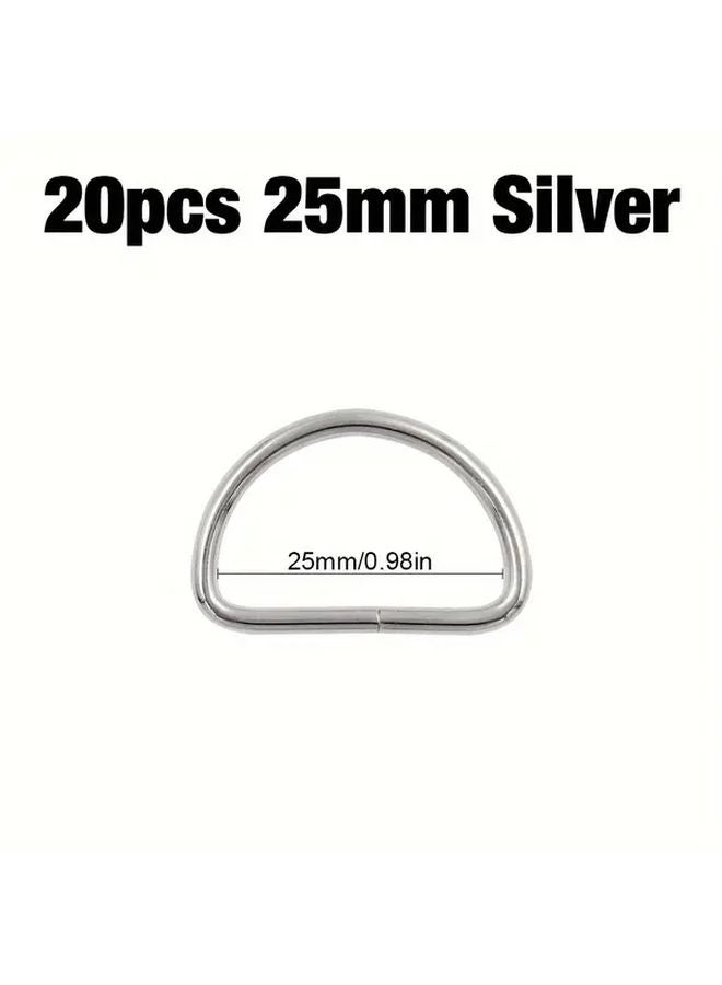20pcs Silvery 25mm Metal D Buckle - Image 1