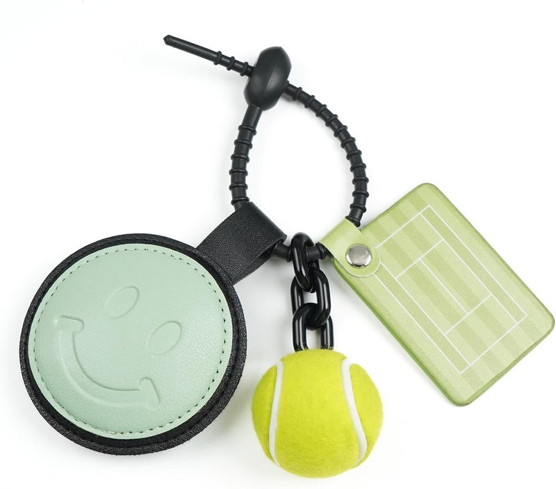 WILMIN Tennis Ball Holder Keychain, Grand Slam, Leather Smiley, Tennis style - Image 1