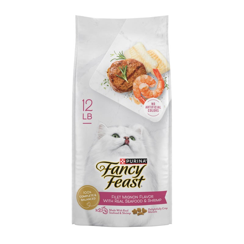 Fancy Feast Purina Fancy Feast Dry Cat Food Filet Mignon Flavor with Seafood and Shrimp - 12 lb. Bag - Image 1