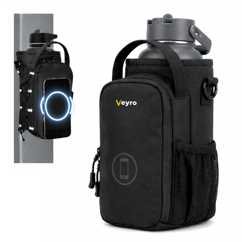 Veyro Magnetic Gym Bag with strong Magnetic Phone Holder - Gym water bottle bag holder for men and women - Compact Gym Crossbody Pouch - Compact Crossbody Pouch (Black) - Image 1