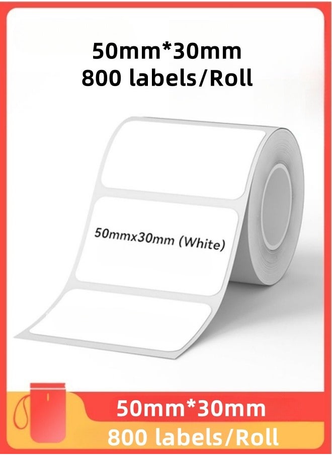 Angola Panda 50*30mm，1.97*1.18inch，Label Maker Tape Waterproof Tape Label Paper Thermal Sticker Paper for Barcode Printing（White）  - Image 1