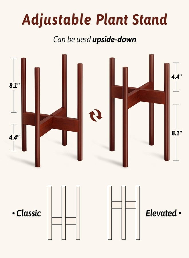 GENTINGBRO Adjustable Plant Stand Indoor, Bamboo Plant Holder 8 to 12 Inches, Small Corner Planter Stand for Indoor Plants, Single Floor Plant Stand for Living Room Balcony Bedroom, Reddish Brown - Image 4