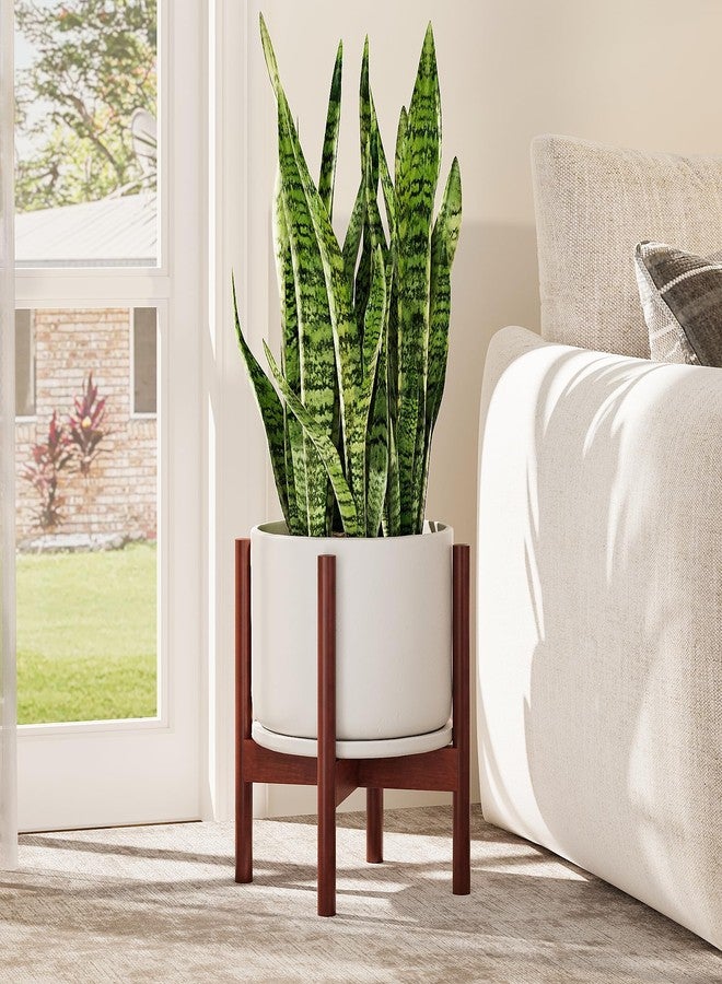 GENTINGBRO Adjustable Plant Stand Indoor, Bamboo Plant Holder 8 to 12 Inches, Small Corner Planter Stand for Indoor Plants, Single Floor Plant Stand for Living Room Balcony Bedroom, Reddish Brown - Image 1