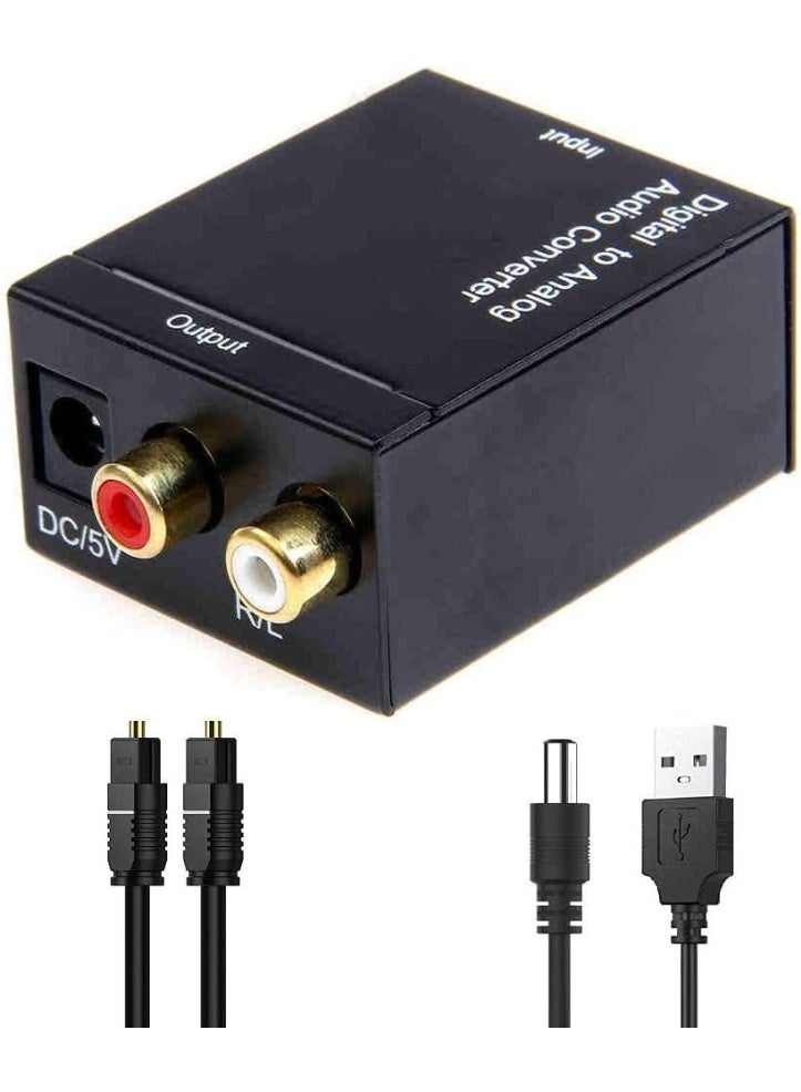 Digital to Analog Audio Converter with Optical Toslink & Coaxial to RCA L/R + 3.5mm Jack Output - Includes Optical Cable & USB Power Cable - Image 4