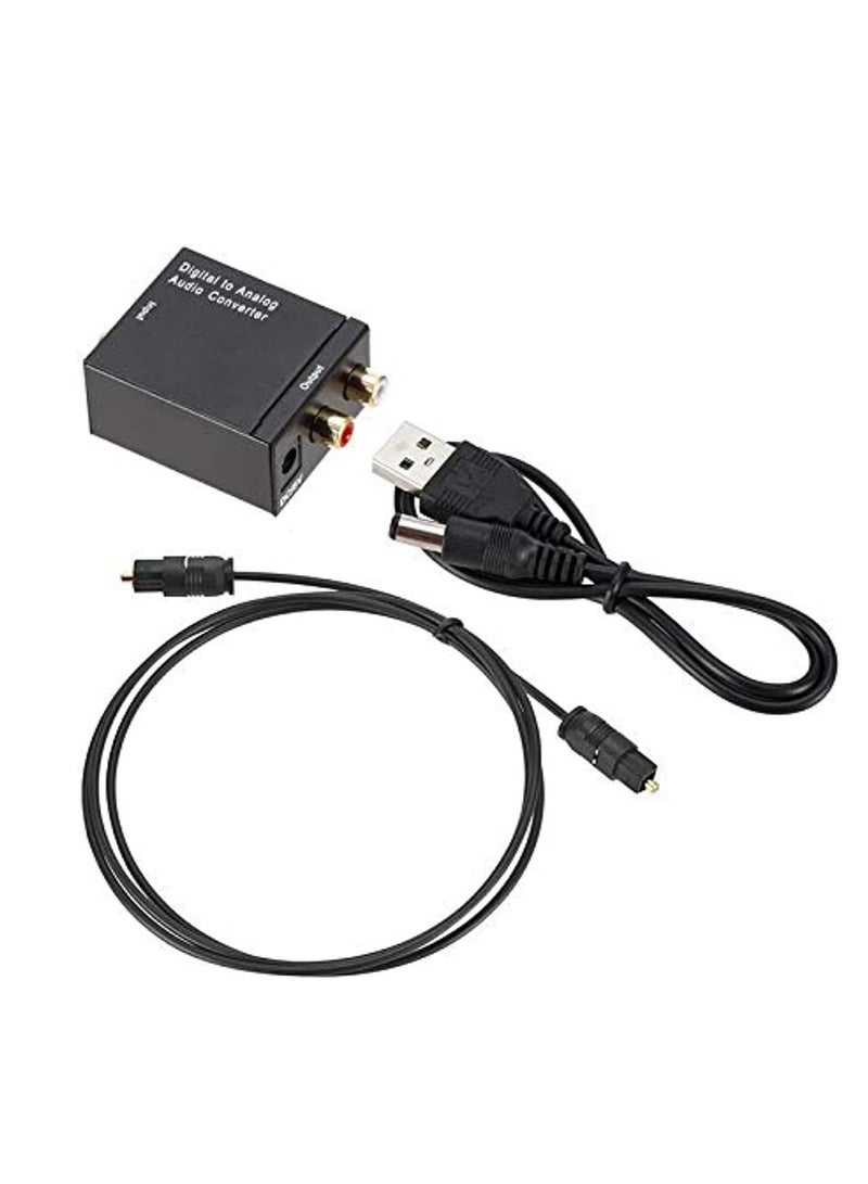 Digital to Analog Audio Converter with Optical Toslink & Coaxial to RCA L/R + 3.5mm Jack Output - Includes Optical Cable & USB Power Cable - Image 1