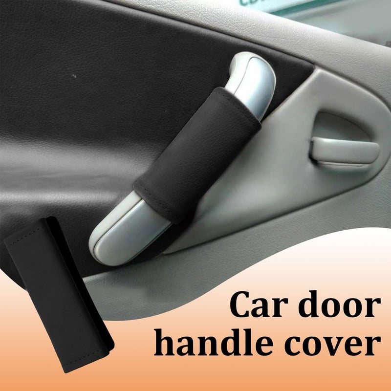 HEVLE 2PCS Car Inside Door Handle Protector, Car Handle Protector, Leather Anti-Scratch Car Handle Cover for Car Decorations, Universal Car Accessories Fits Car (Black) - Image 5