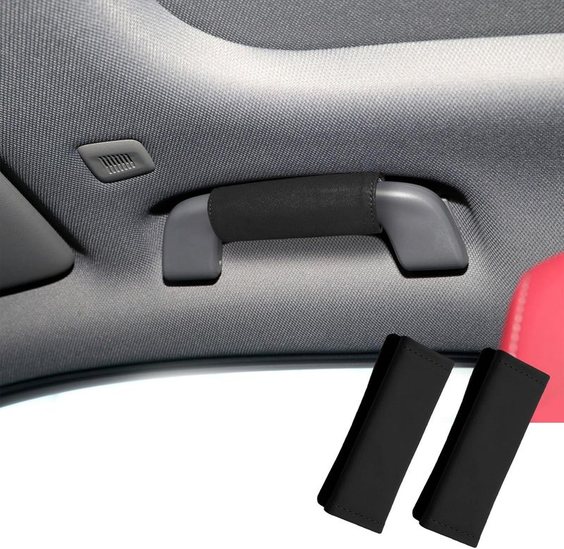 HEVLE 2PCS Car Inside Door Handle Protector, Car Handle Protector, Leather Anti-Scratch Car Handle Cover for Car Decorations, Universal Car Accessories Fits Car (Black) - Image 1