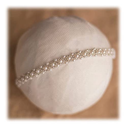 Honra Orraphtstu Newborn Photography Props Pearl Headband Baby Photoshoots Posing Photo Tieback Hair Accessories (White 04) - Image 2