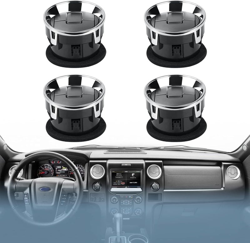 Rritess 4Pcs Dashboard AC Heater Air Vent Duct, Chrome for Ford F150 LOBO 2009-2014 - Image 4