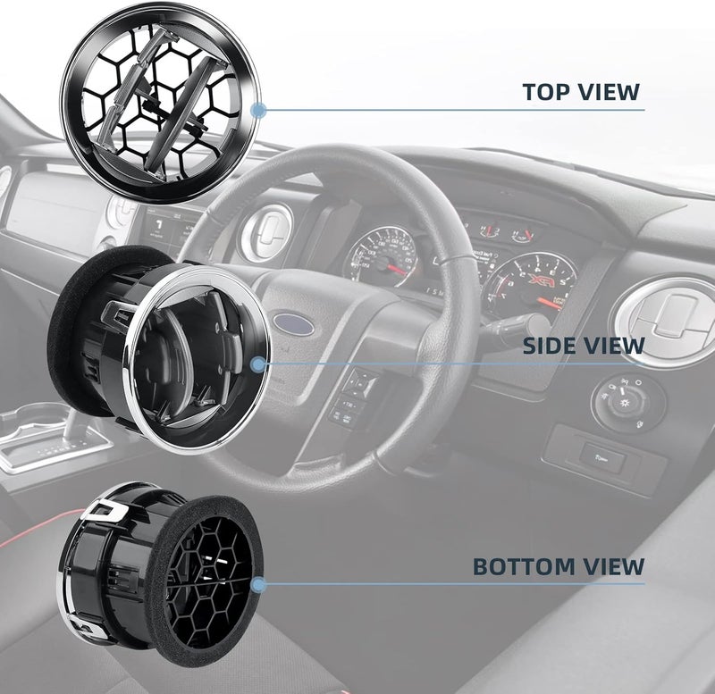 Rritess 4Pcs Dashboard AC Heater Air Vent Duct, Chrome for Ford F150 LOBO 2009-2014 - Image 3