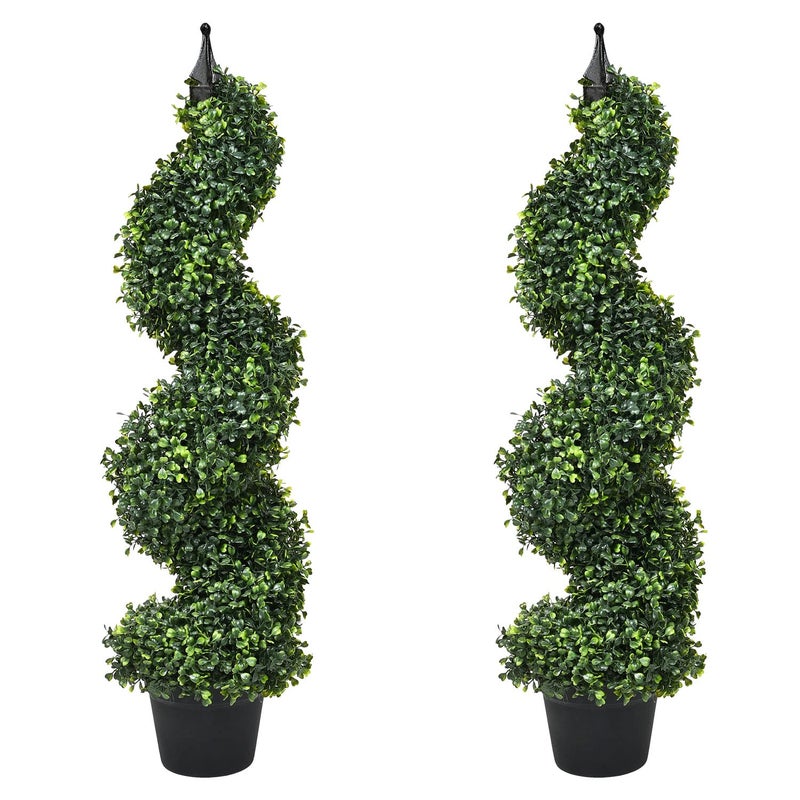 Lvydec 2 Pack Artificial Boxwood Topiary Tree 3ft Topiary Plants Potted Trees Decoration for Front Porch Home Living Room IndoorOutdoor Use