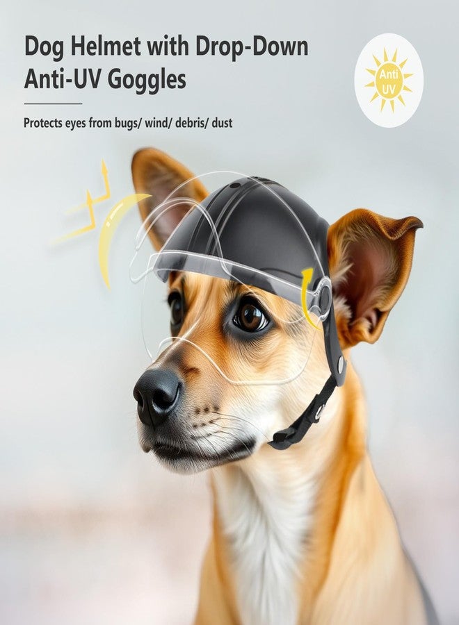 Billionchains Dog Helmet for Small Breed Cool Pet Motorcycle Helmet with Drop-Down Clear Visor (Without Rivets) - Image 5