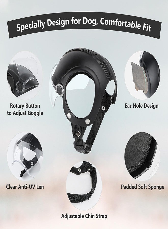 Billionchains Dog Helmet for Small Breed Cool Pet Motorcycle Helmet with Drop-Down Clear Visor (Without Rivets) - Image 3