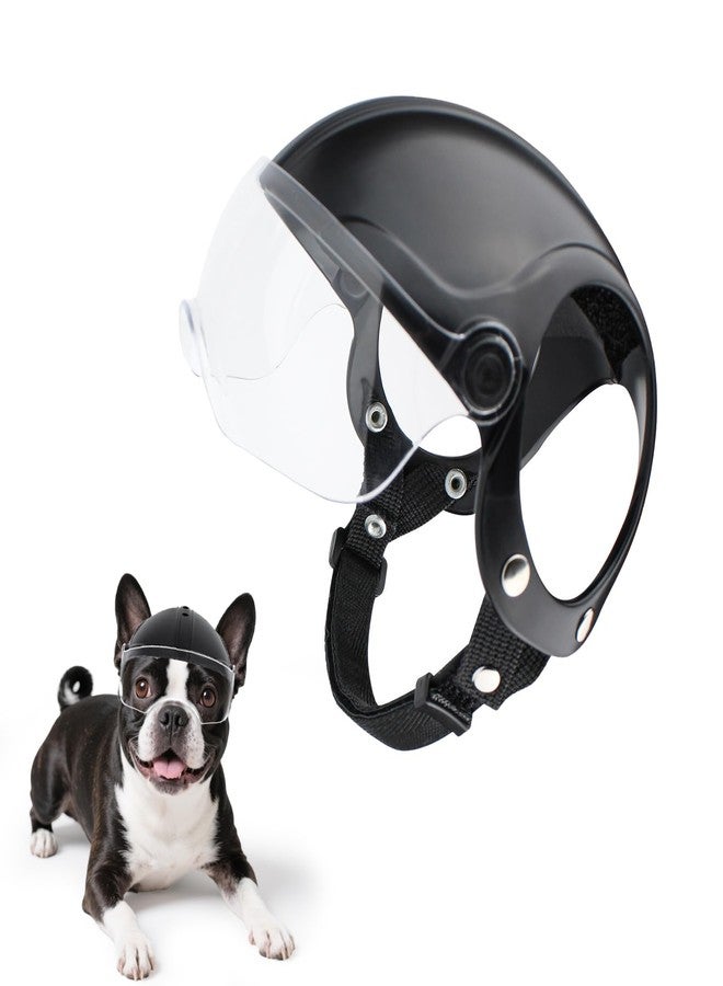Billionchains Dog Helmet for Small Breed Cool Pet Motorcycle Helmet with Drop-Down Clear Visor (Without Rivets) - Image 1