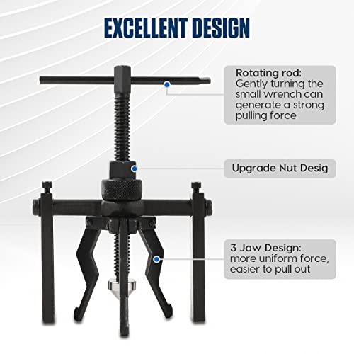 CMTOOL Bearing Puller Tool 3 Jaw Pilot Bearing Removal Tool Kit, Blind Bearing Extractor Small Tool Set, CR-V Steel, Three Jaw Design - Image 5
