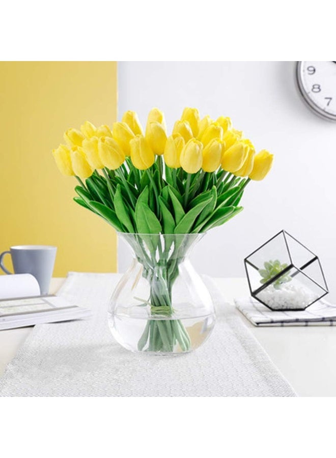 SHINE-CO LIGHTING SHINECO LIGHTING Artificial Tulips 10Pcs Real Touch Fake Tulips PU Flower Arrangement Bouquets for Home Party Decoration Yellow - Image 4