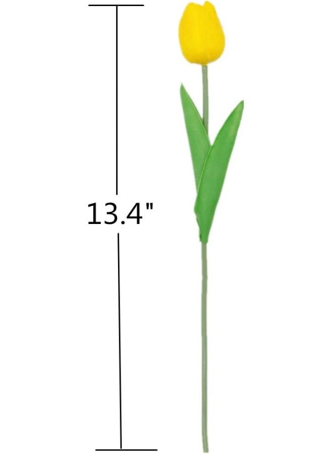 SHINE-CO LIGHTING SHINECO LIGHTING Artificial Tulips 10Pcs Real Touch Fake Tulips PU Flower Arrangement Bouquets for Home Party Decoration Yellow - Image 3