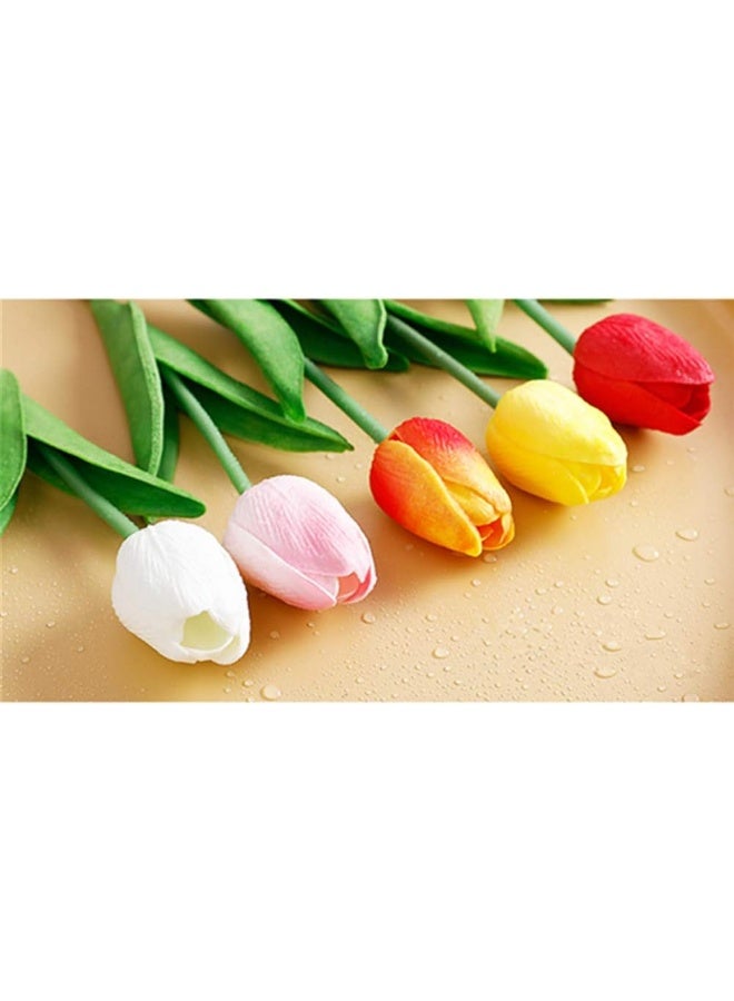 SHINE-CO LIGHTING SHINECO LIGHTING Artificial Tulips 10Pcs Real Touch Fake Tulips PU Flower Arrangement Bouquets for Home Party Decoration Yellow - Image 5