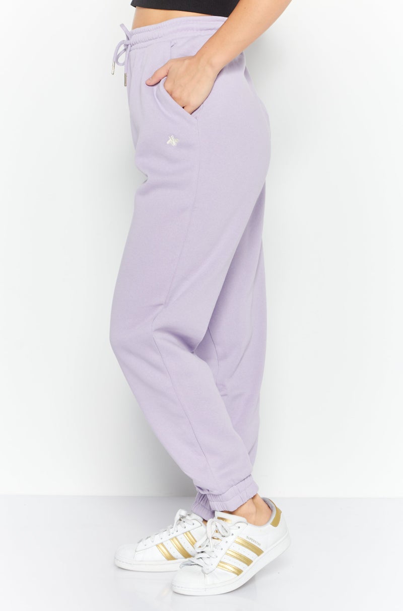 Red Tape Women Regular Fit Solid Sweat Pant, Purple - Image 3