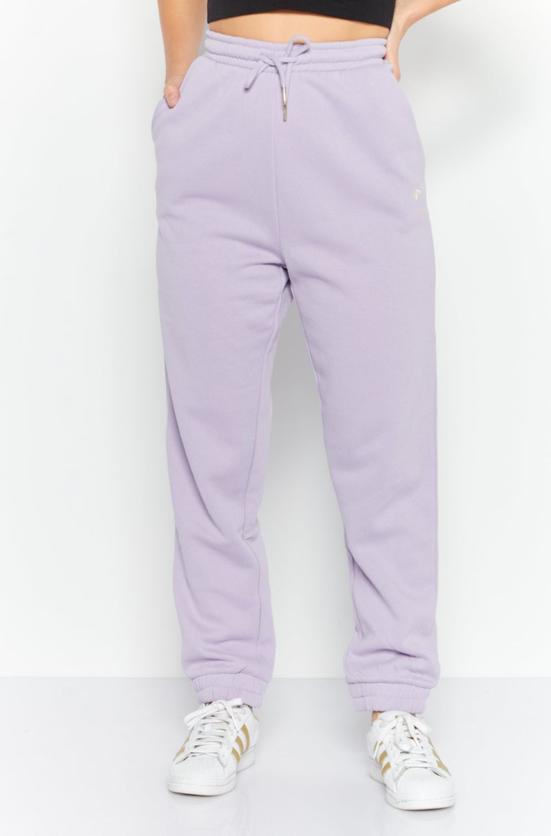 Red Tape Women Regular Fit Solid Sweat Pant, Purple - Image 1