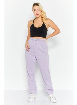 Red Tape Women Regular Fit Solid Sweat Pant, Purple  - Image 2