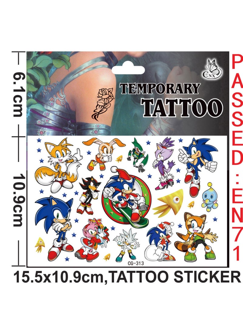 5 sheets Sonic the Hedgehog Series tattoo stickers personalized fashion holiday party gifts temporary stickers washable stickers - Image 1