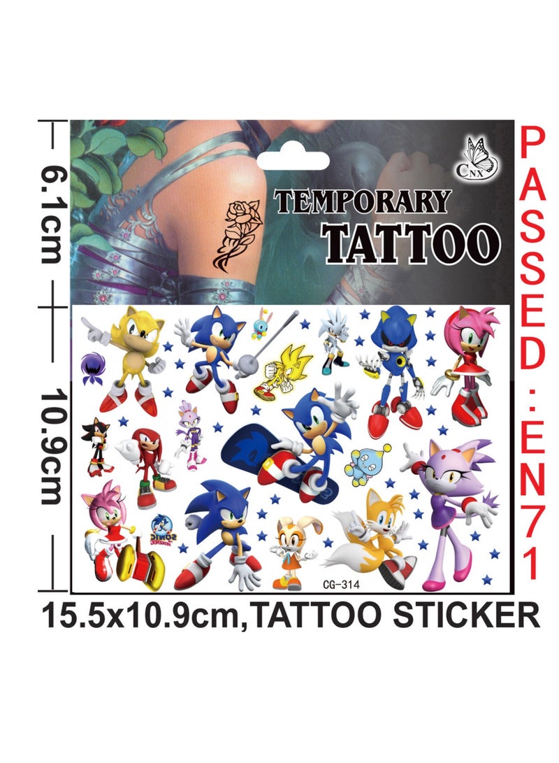 5 sheets Sonic the Hedgehog Series tattoo stickers personalized fashion holiday party gifts temporary stickers washable stickers - Image 2