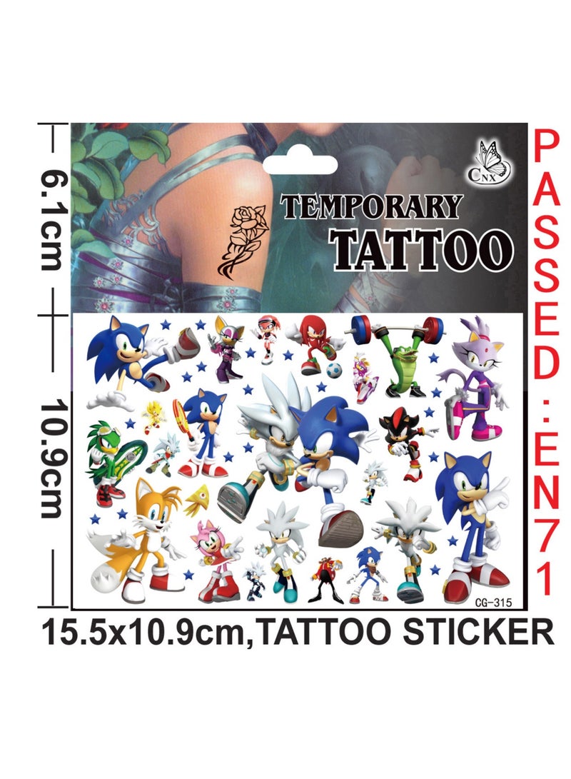 5 sheets Sonic the Hedgehog Series tattoo stickers personalized fashion holiday party gifts temporary stickers washable stickers - Image 3