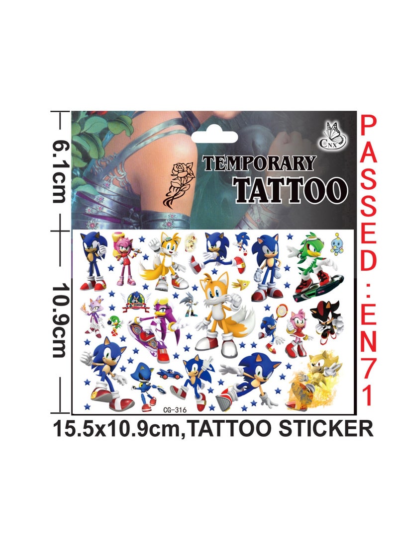 5 sheets Sonic the Hedgehog Series tattoo stickers personalized fashion holiday party gifts temporary stickers washable stickers - Image 4