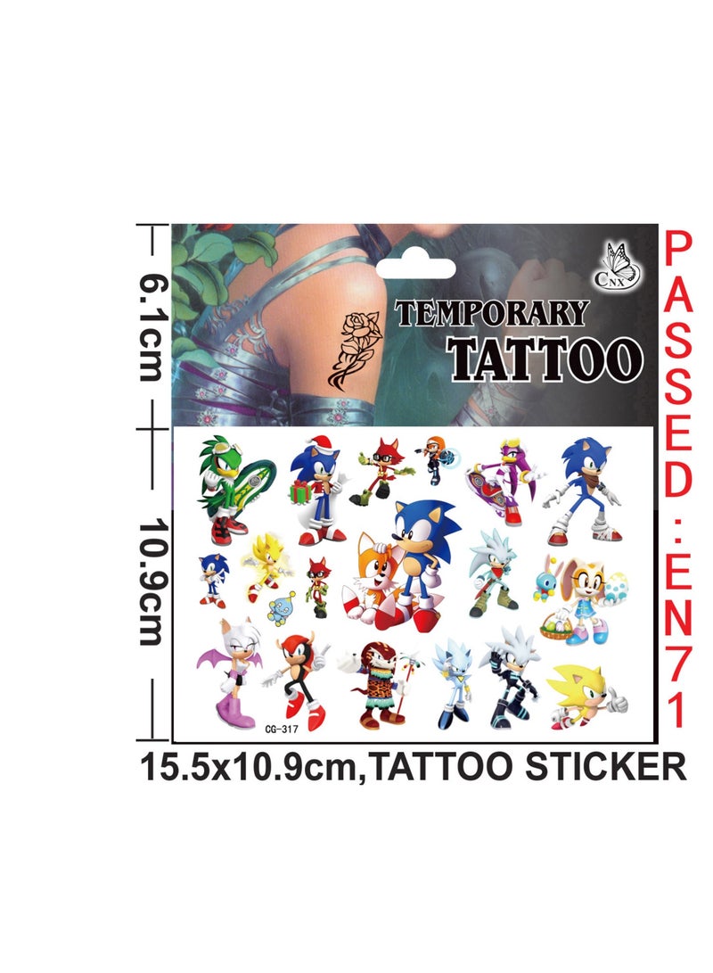 5 sheets Sonic the Hedgehog Series tattoo stickers personalized fashion holiday party gifts temporary stickers washable stickers - Image 5