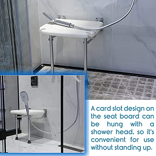 KosmoCare Wall Mounted Shower Bench | Folding Shower Chair | Bathroom Stool Fold Away Shower Seat | Folding Shower Stool with Anti-Slip Rubber Tips for Safety of Seniors & Elderly | - Image 5