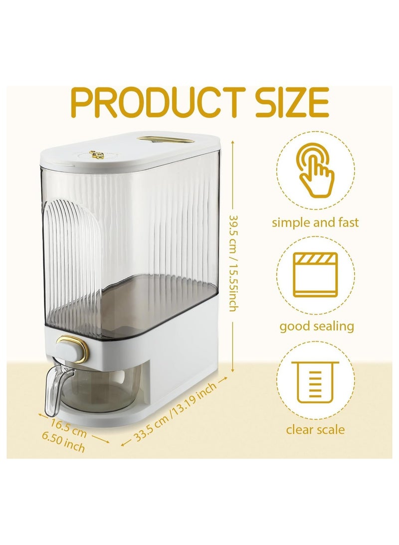 سوفام موزع الأرز 10 كيلوغرامات، حاوية تخزين الأغذية الجافة الكبيرة والنظيفة مع كأس القياس ومقياس الوقت، منظمة مطبخ موزع الأغذية ومخزن للأغذية الجافة للحبوب - Image 2