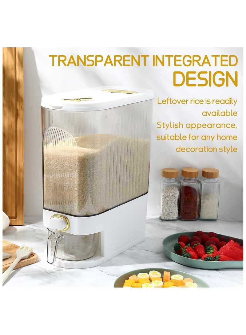 سوفام موزع الأرز 10 كيلوغرامات، حاوية تخزين الأغذية الجافة الكبيرة والنظيفة مع كأس القياس ومقياس الوقت، منظمة مطبخ موزع الأغذية ومخزن للأغذية الجافة للحبوب - Image 4