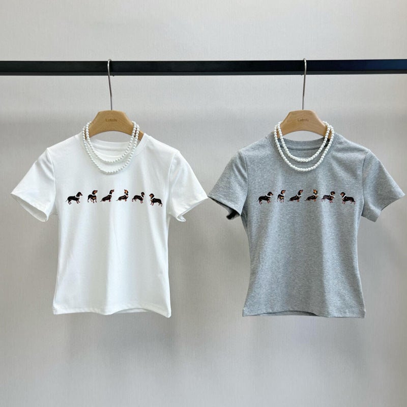 Women's Slim Fit Short Sleeve T-Shirt with Animal Print - Image 4