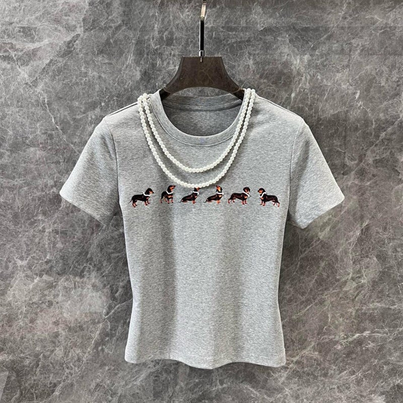 Women's Slim Fit Short Sleeve T-Shirt with Animal Print - Image 1