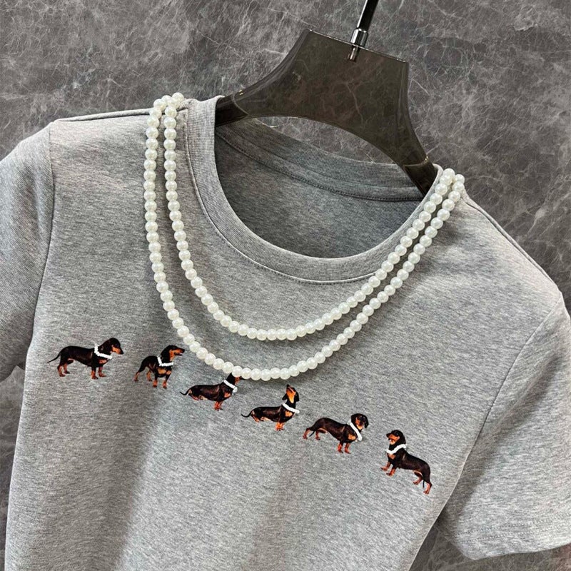 Women's Slim Fit Short Sleeve T-Shirt with Animal Print - Image 2