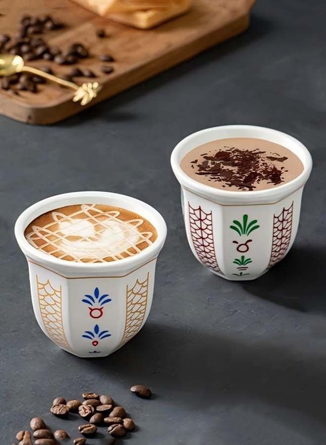 ثمانية فيبيهاوس 2 حزمة  فنجان قهوة عربي  كوب قهوة عربي  كوب قهوة سيراميك  كوب شاي للشاي التركي، لاتيه، كابتشينو اكواب اسبريسو 180 مل كوب إسبرسو فنجال قهوه عربي اكواب الاسبريسو اكواب قهوة - Image 1