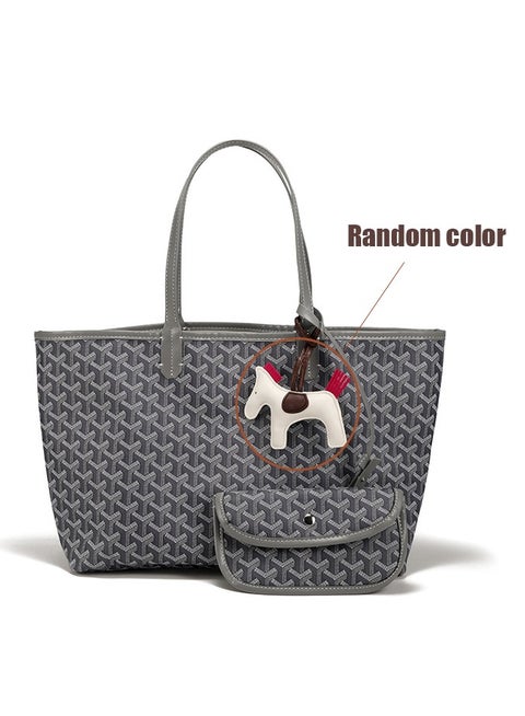 Printed Shopper Tote Grey Pony Pendants Random