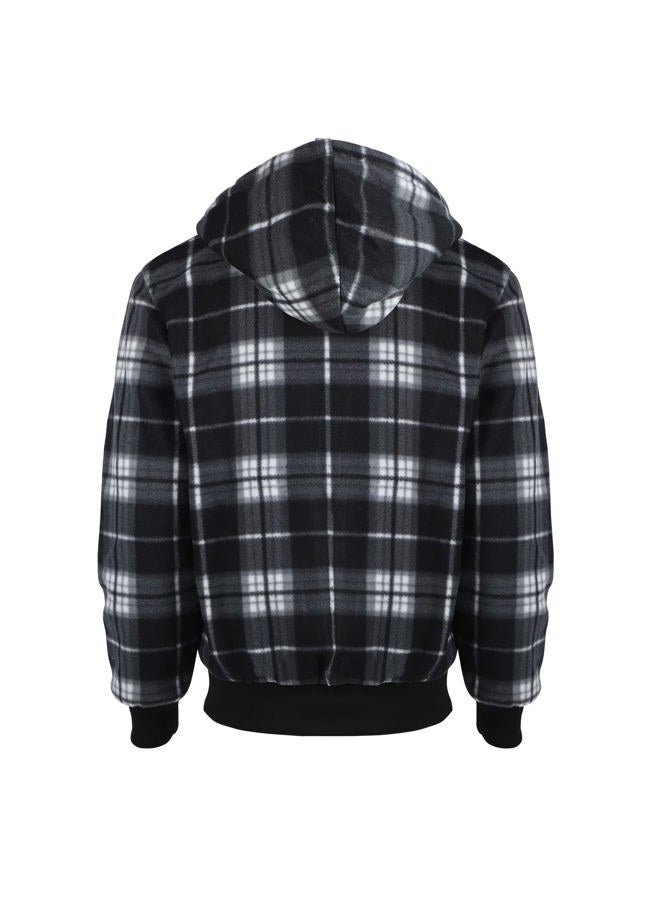 Facitisu Winter Heavy Warm Sherpa Lined Fleece Plaid Flannel Jacket Men Plus Size S-5XL Big&Tall Mens Coat, H-black, XX-Large - Image 4