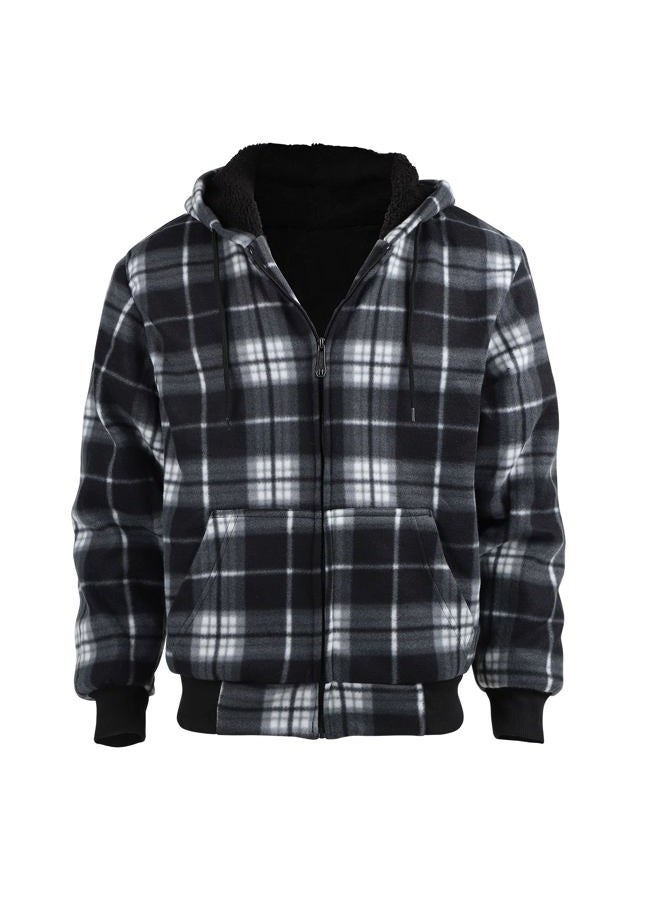 Facitisu Winter Heavy Warm Sherpa Lined Fleece Plaid Flannel Jacket Men Plus Size S-5XL Big&Tall Mens Coat, H-black, XX-Large - Image 2