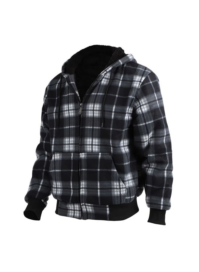 Facitisu Winter Heavy Warm Sherpa Lined Fleece Plaid Flannel Jacket Men Plus Size S-5XL Big&Tall Mens Coat, H-black, XX-Large - Image 3