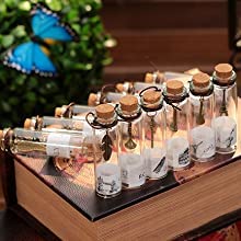 ARUZEN ARUZEN Small Transparent Mini Glass Jars with Cork Stopper and with Inside Steam Punk Pendants 6 - Image 2