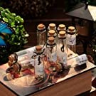 ARUZEN ARUZEN Small Transparent Mini Glass Jars with Cork Stopper and with Inside Steam Punk Pendants 6 - Image 1