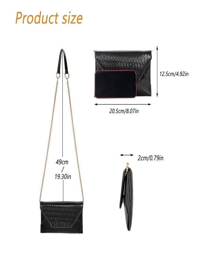 Ayliss Evening Clutch Purses for Women Handbags Formal Wedding Party Cocktail Prom Crossbody Shoulder Envelope Bag Chain (Black) - Image 4