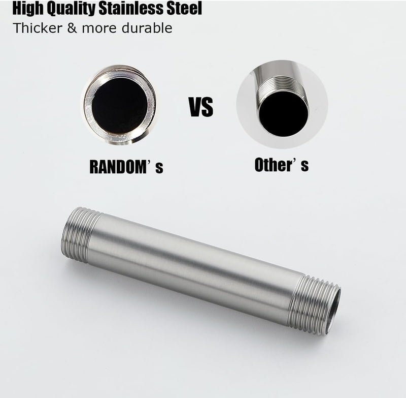 Random Shower Arm with Flange,4 Inches Ceiling Mount Shower Head Extension Arm Straight Arm Ceiling-Mounted For Fixed Shower Head,Brushed Nickel.RD91038-4BN - Image 2