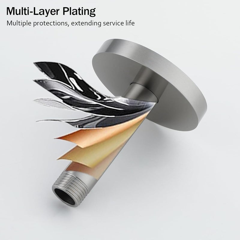 Random Shower Arm with Flange,4 Inches Ceiling Mount Shower Head Extension Arm Straight Arm Ceiling-Mounted For Fixed Shower Head,Brushed Nickel.RD91038-4BN - Image 4