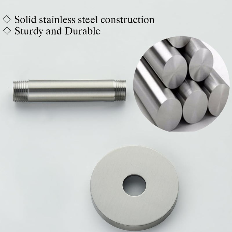 Random Shower Arm with Flange,4 Inches Ceiling Mount Shower Head Extension Arm Straight Arm Ceiling-Mounted For Fixed Shower Head,Brushed Nickel.RD91038-4BN - Image 3